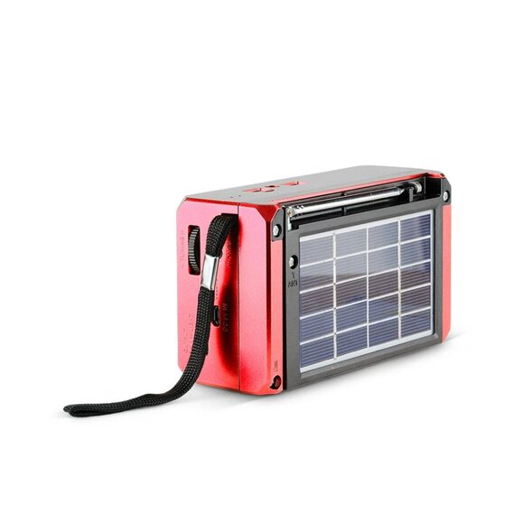 QFX R-37 Red 3-In-1 Rechargeable AM/FM/SW1-SW4 6-Band Solar Radio +light+USB/SD - Picture 4 of 4